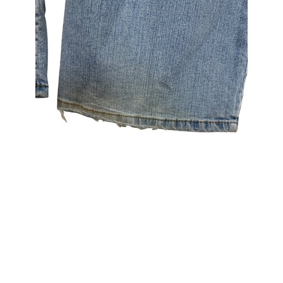 Jordache Light Wash Distressed Denim Jeans Bootcut High Rise Worn Hem Size 12 - Picture 5 of 14